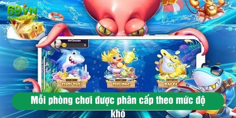 Mỗi phòng chơi được phân cấp theo mức độ khó
